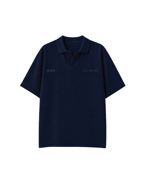 Olono's navy blue polo shirt with olono brand logo