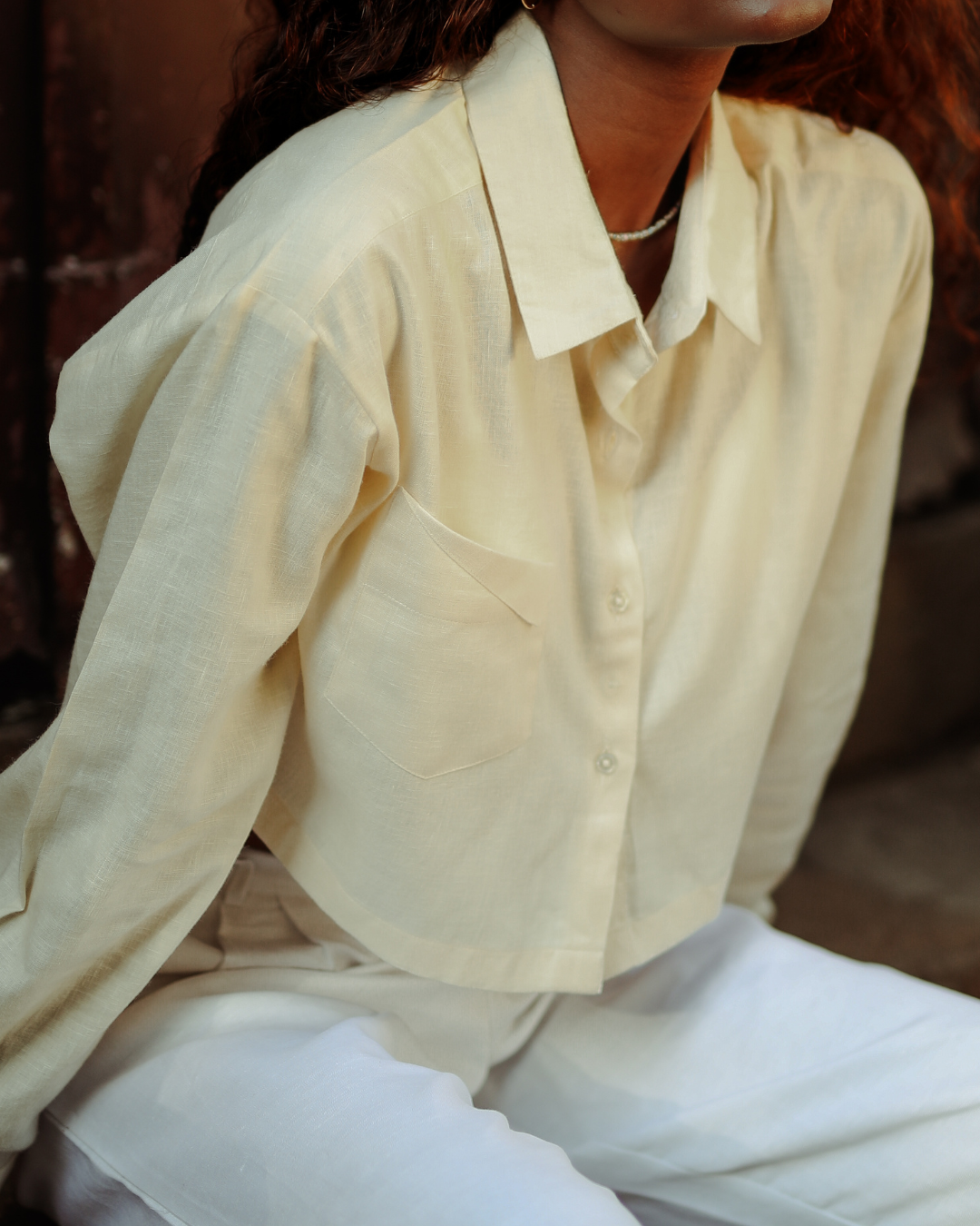 WISP | CASHMERE LINEN CROP SHIRT