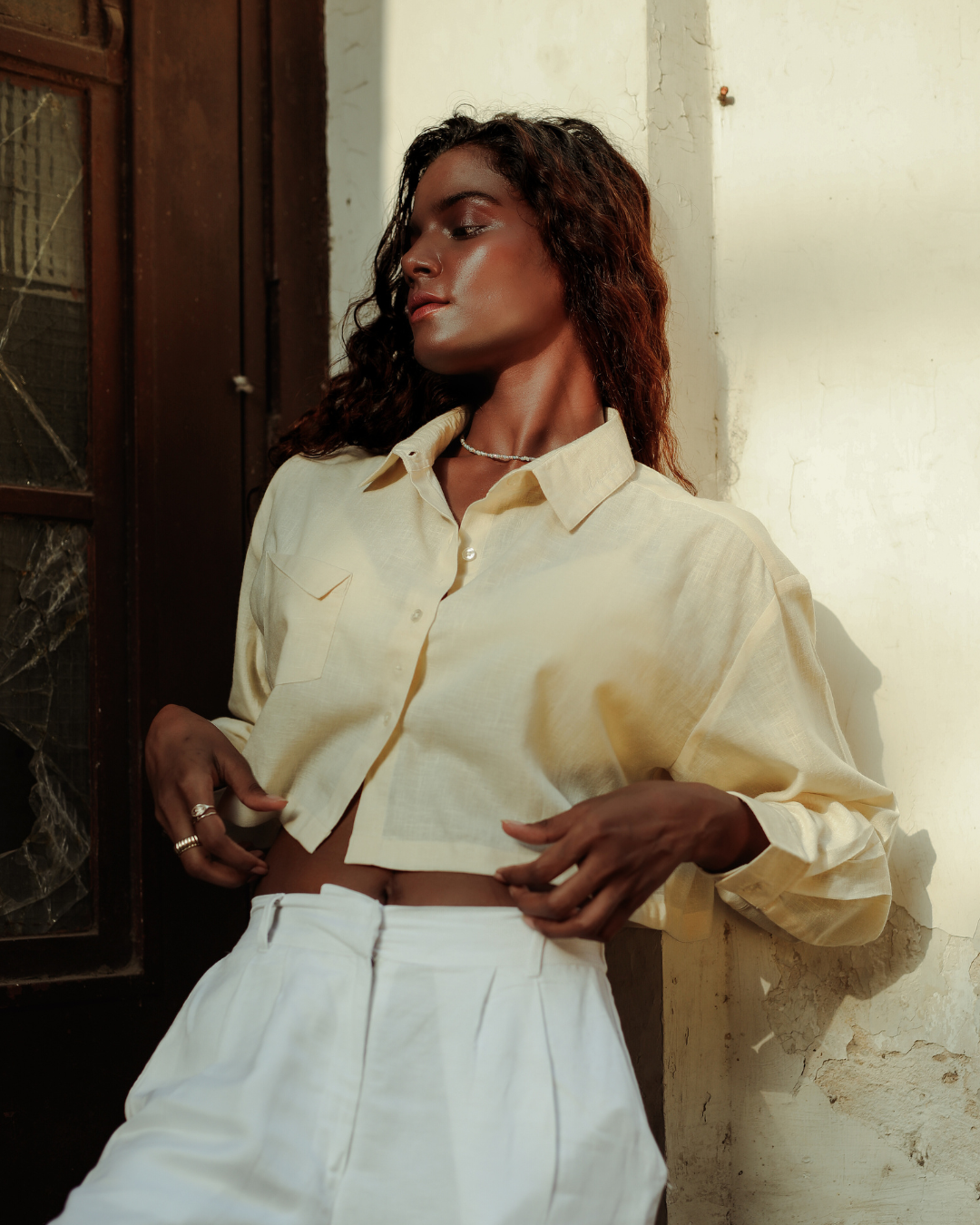 WISP | CASHMERE LINEN CROP SHIRT