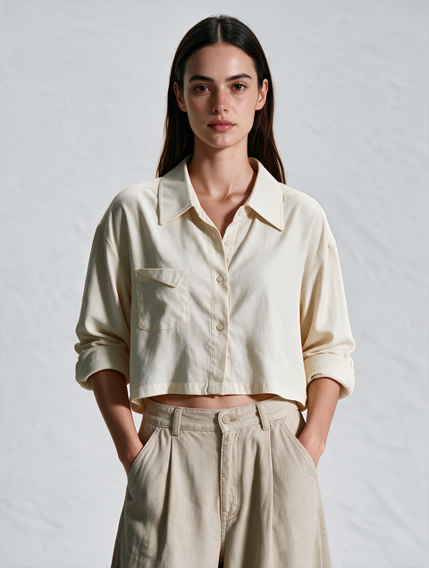 WISP | CASHMERE LINEN CROP SHIRT