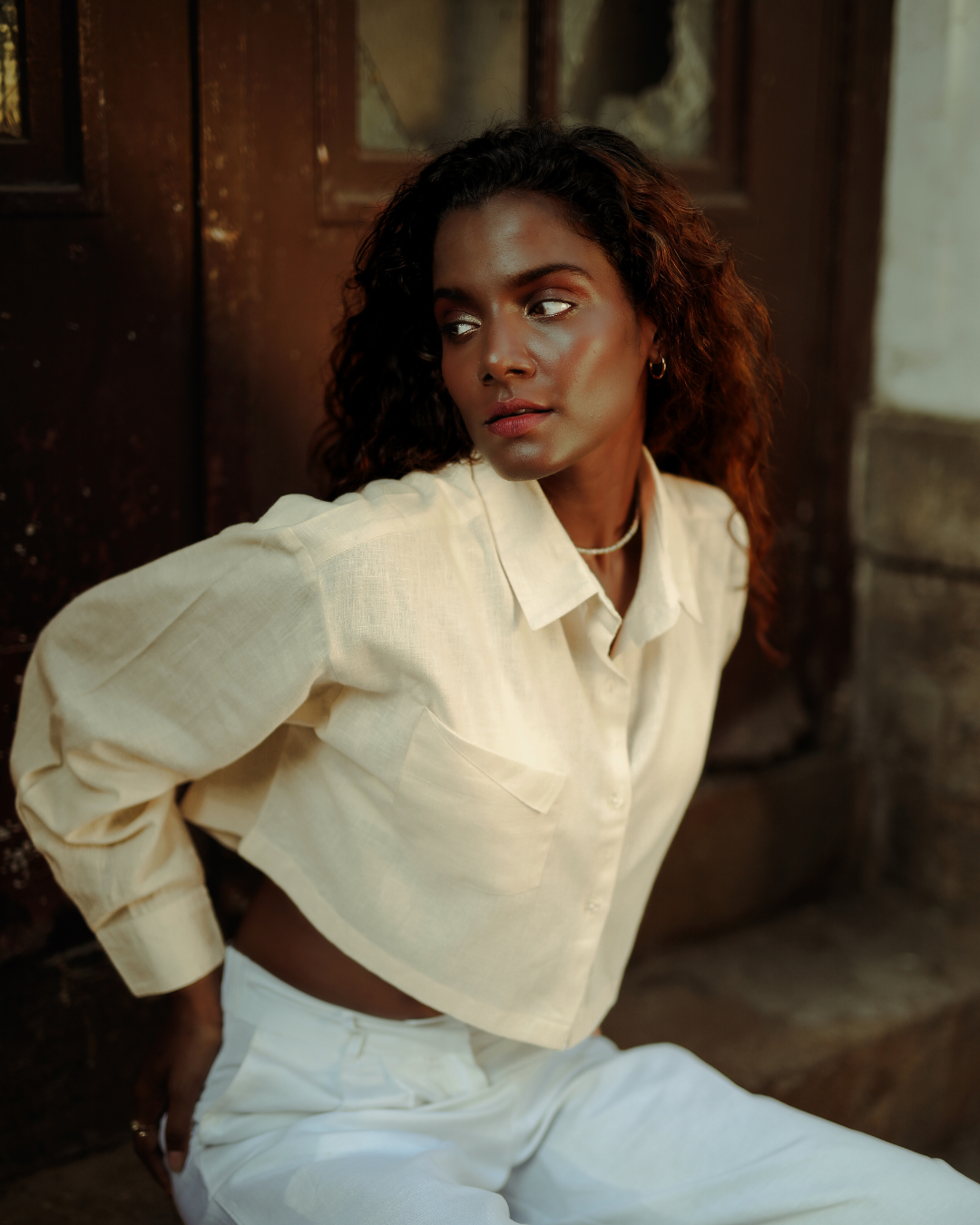 WISP | CASHMERE LINEN CROP SHIRT