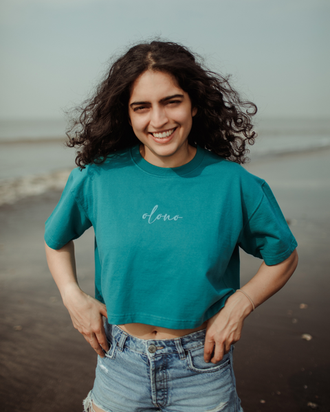 AQUA | OVERSIZED CROP T-SHIRT