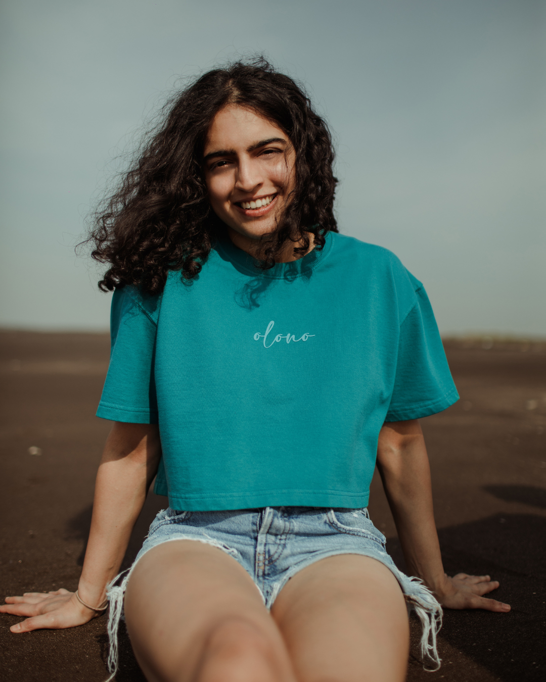 AQUA | OVERSIZED CROP T-SHIRT